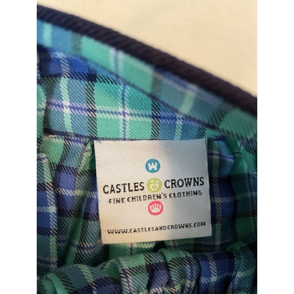 boutique girls dress 12 Castles and Crowns blue plaid bishop flannel long sleeve - Picture 5 of 8
